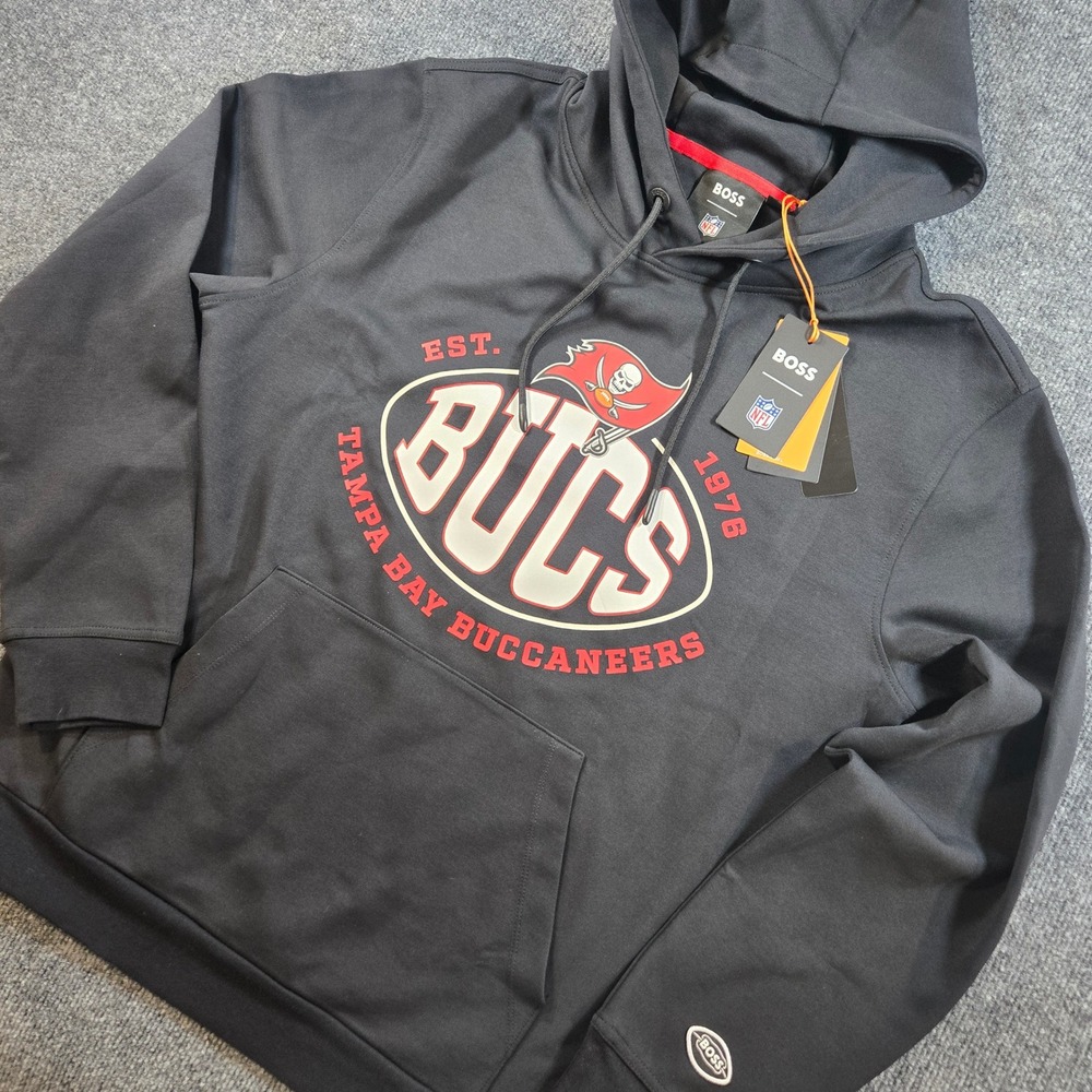 NWT BOSS x NFL Tampa Bay Buccaneers Touchback Pullover Hoodie Black Men's Large